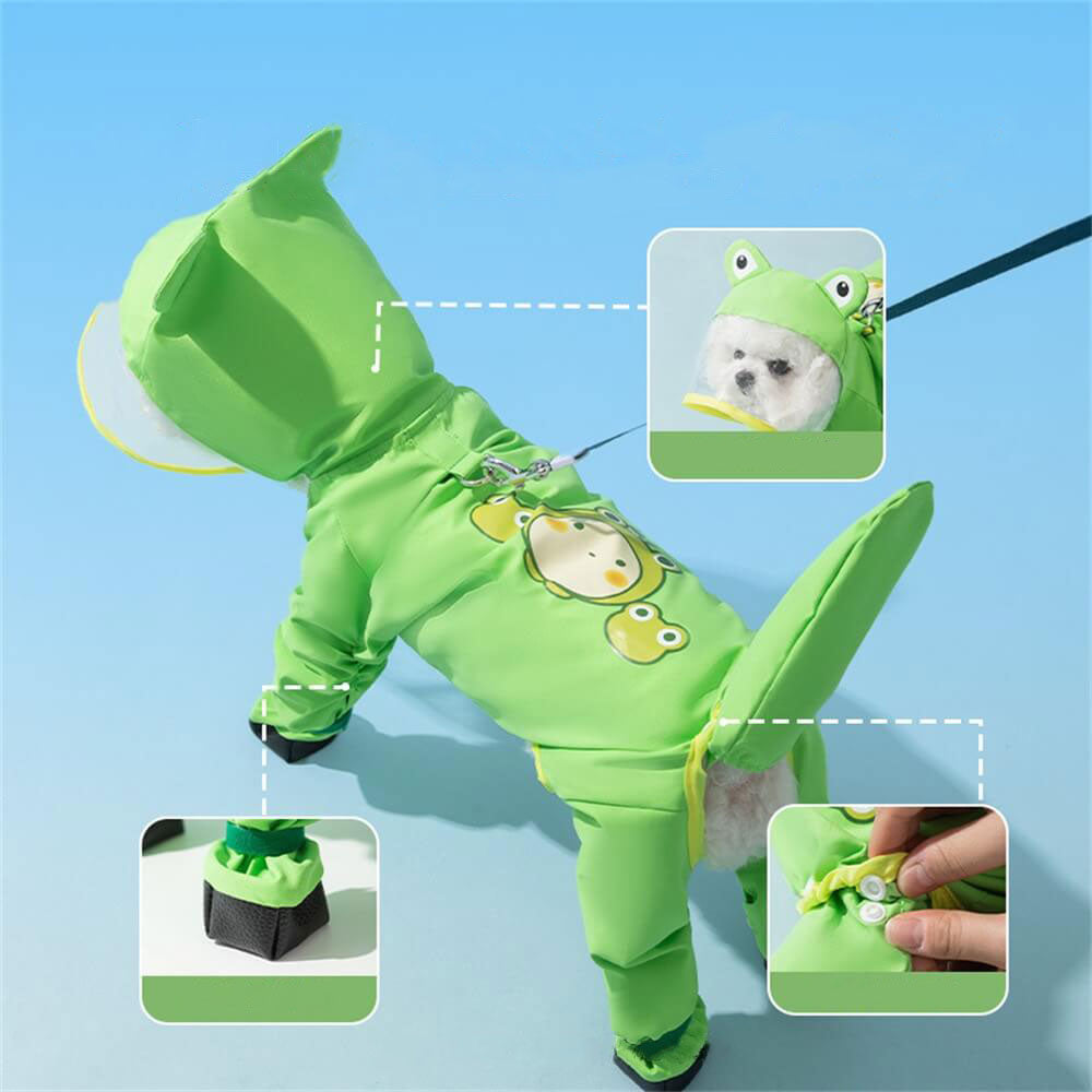 Dog Animal-Shaped Full Body Raincoat Waterproof Coverage Including Tail