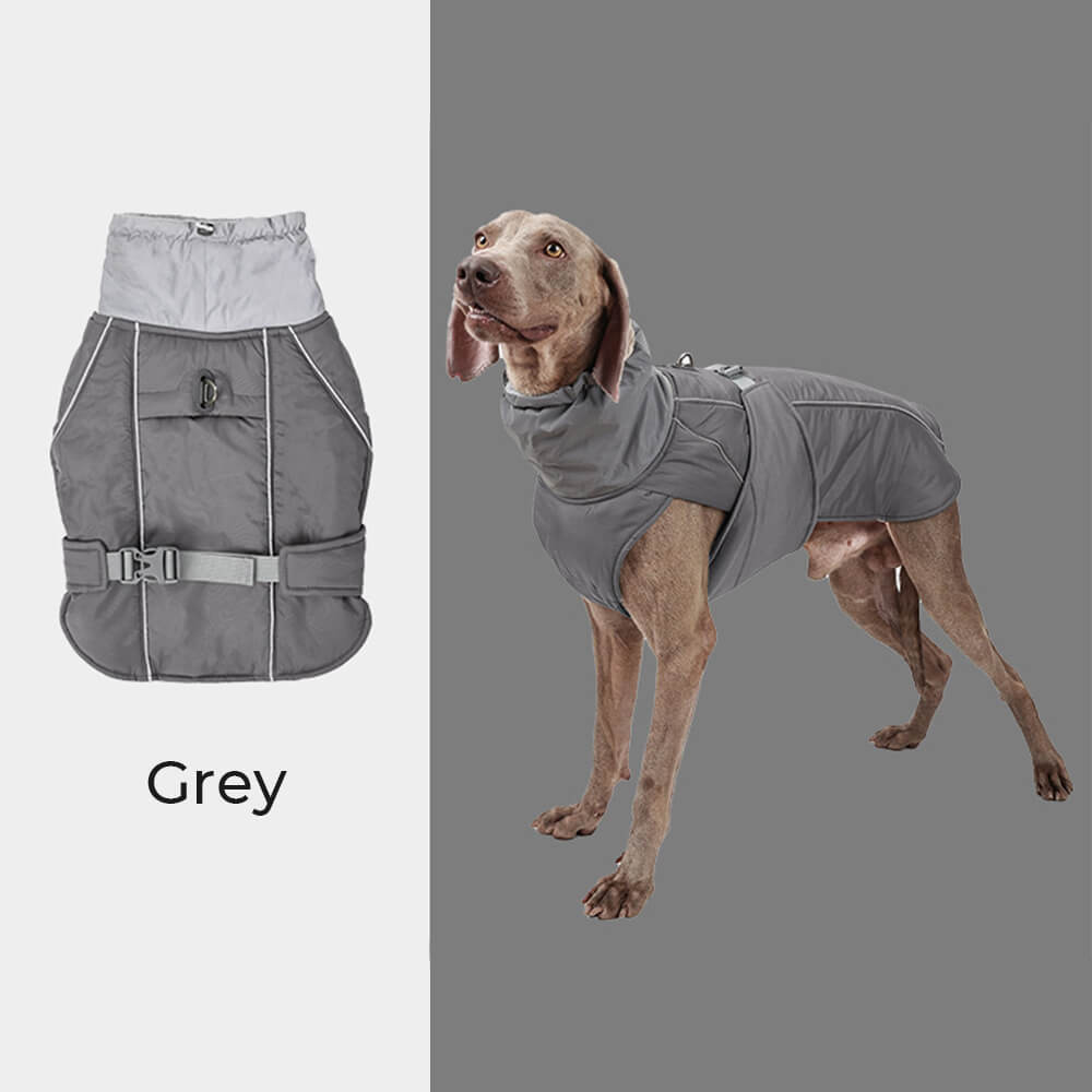 Veste épaisse réfléchissante imperméable et chaude à col haut pour chien