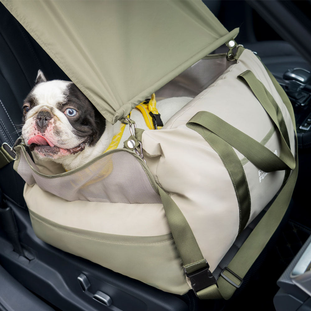 Seggiolino per auto con parasole per cani - Pup Rover impermeabile e traspirante per la protezione solare e sicurezza del cane nel seggiolino auto.