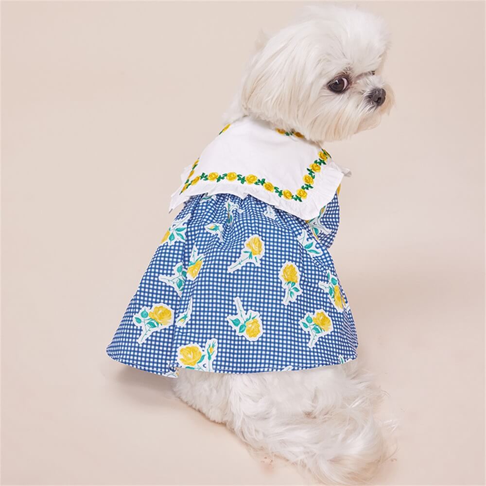 Robe pour chien à motif vichy floral