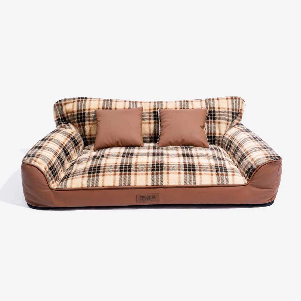 Divano letto ortopedico in plaid vintage con cuscini - CozyLuxe