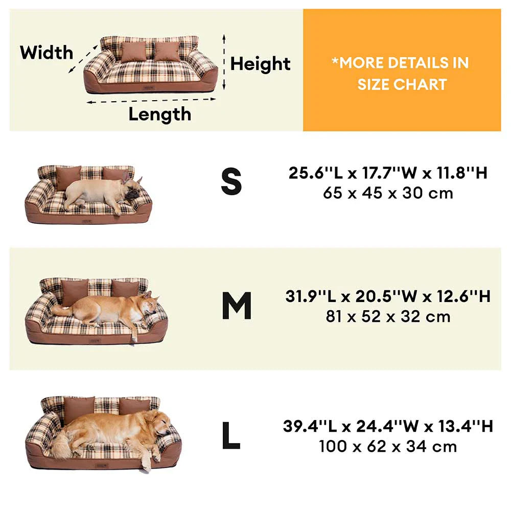 Divano letto ortopedico in plaid vintage con cuscini - CozyLuxe