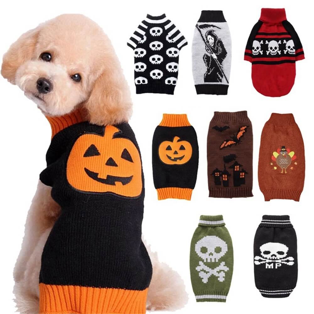 Maglione per animali domestici di Halloween | Abbigliamento per cani modello Halloween caldo e accogliente