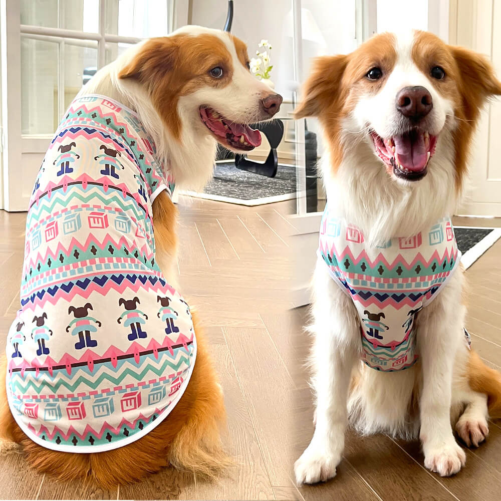 Breathable Mesh Colorful Pattern Sun Protection Pet Clothing Two-legged Vest Dog Summer Clothes