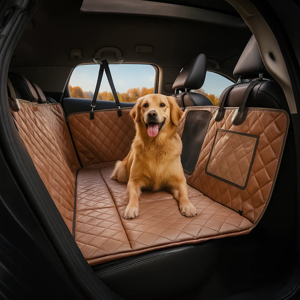 Copertura per sedile da auto per cani in finta pelle premium resistente all'acqua - RideProtector