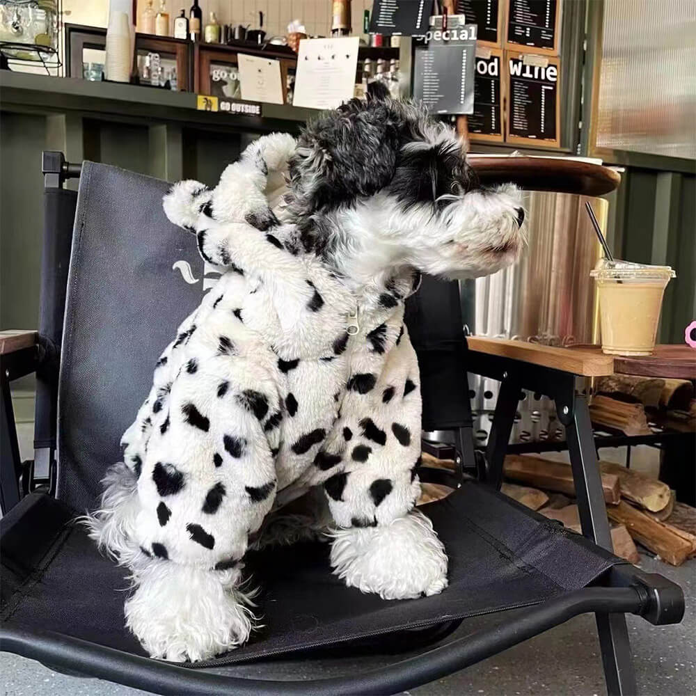 Felpa con cappuccio per cani con stampa dalmata - Abbigliamento invernale accogliente e adorabile