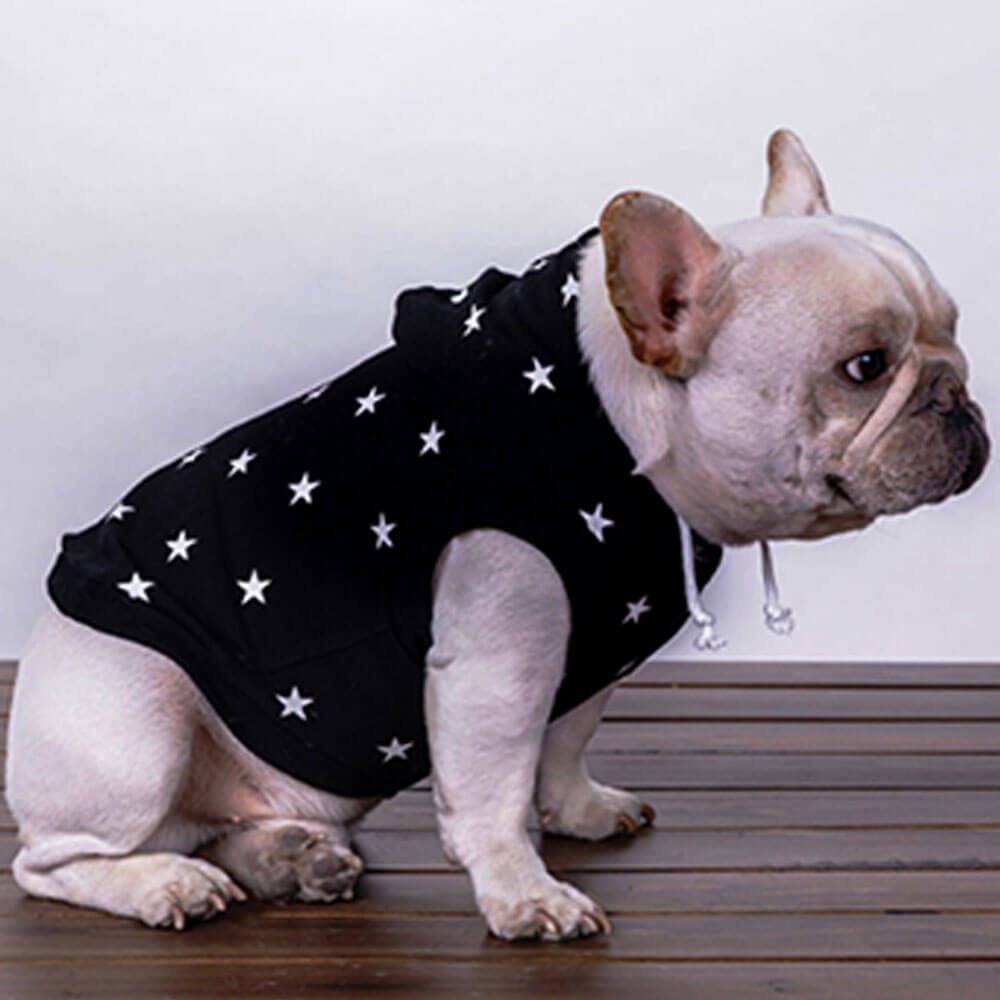 New autumn and winter pet hooded sweatshirt dog clothes small and medium dogs star pattern sleeveless hooded sweatshirt