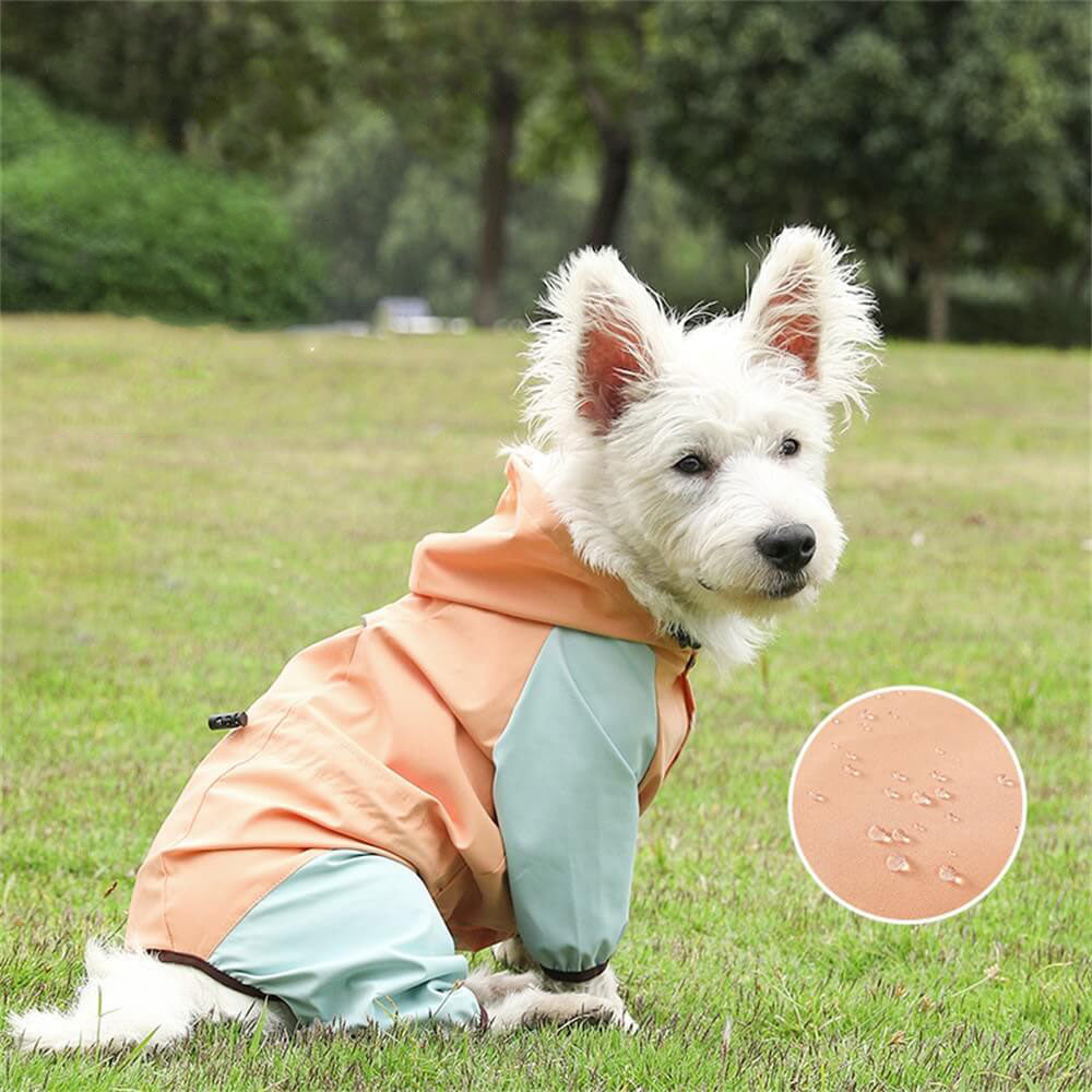 Waterproof Full Coverage Footed Raincoat for Small Dogs Pet Rain Gear