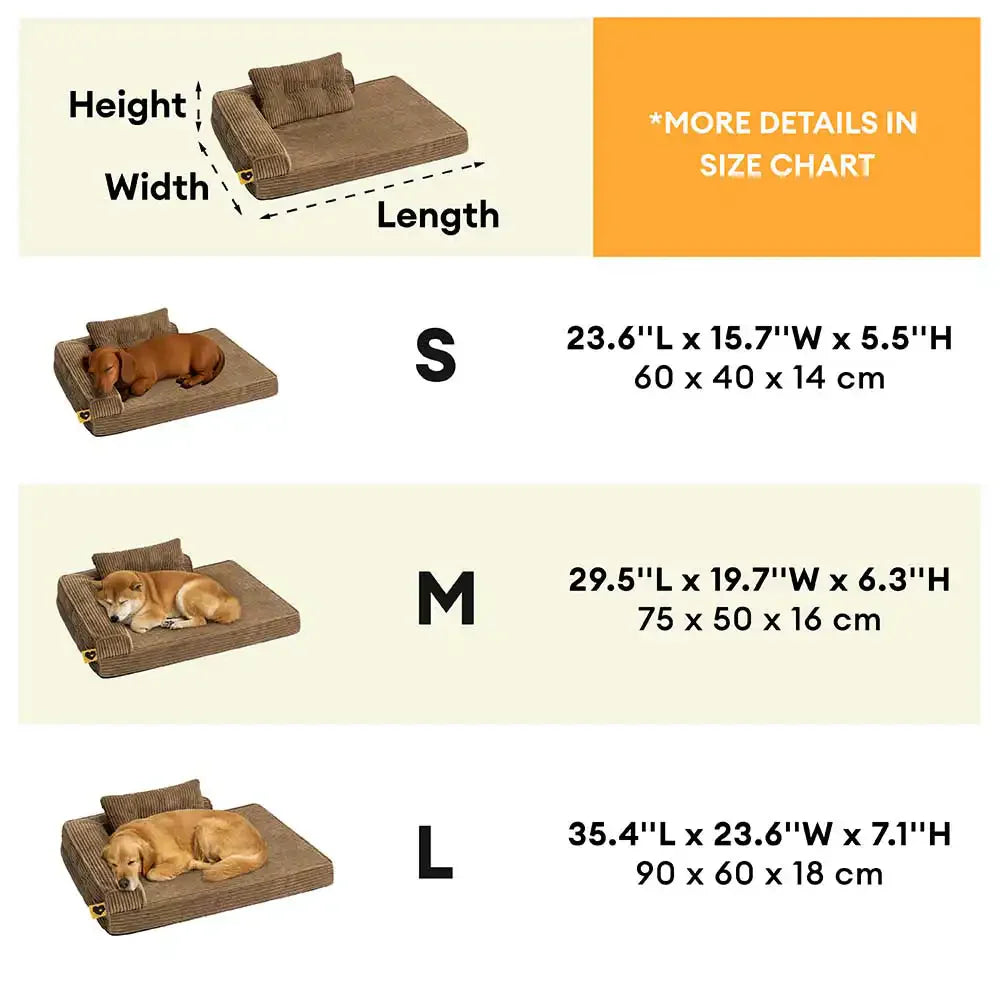 ComfySofa – Letto ortopedico per cani in corduroy anti-graffi, removibile