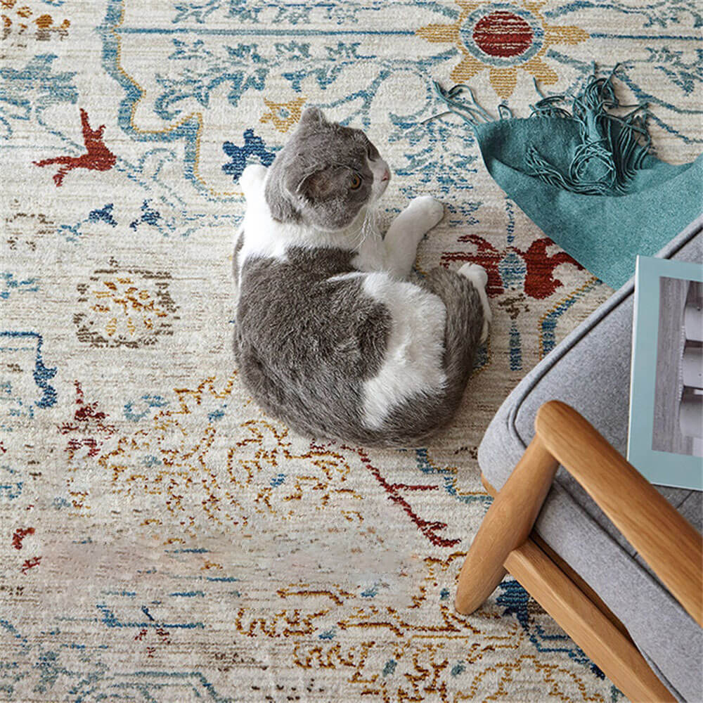 Tappeto vintage blu e crema per animali domestici: eleganza senza tempo per la tua casa