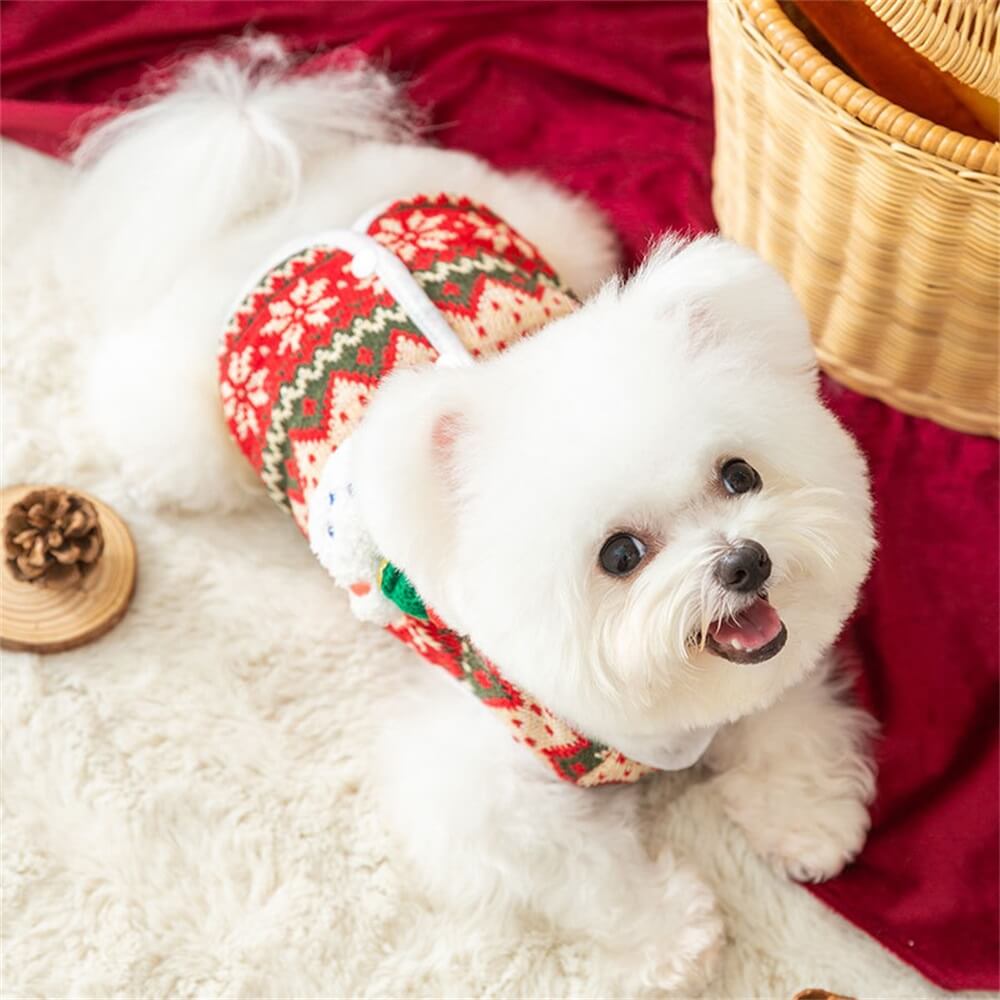 Maglione per cani lavorato a maglia con orsetto festivo: comodo e perfetto per le vacanze