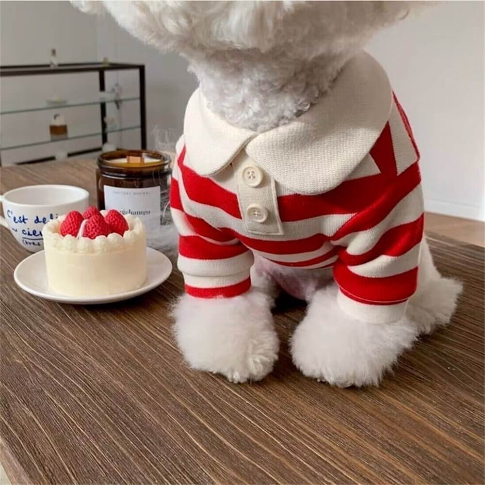Magliette per cani a polo a righe classiche