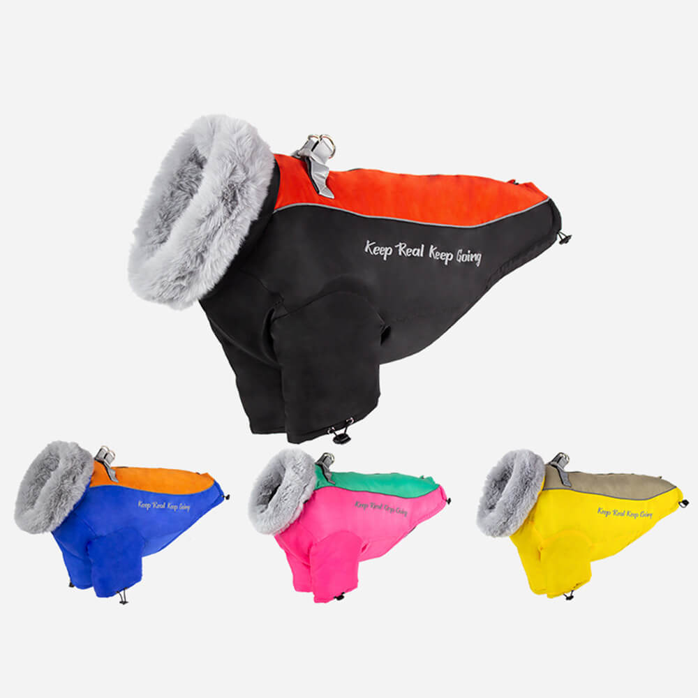 Waterproof Winter Dog Coat with Fur Collar - Ultimate Warmth and Style