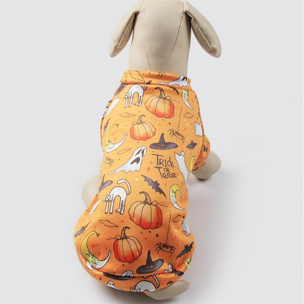 Costume da animale domestico di Halloween stampato in peluche | Caldo design a forma di zucca e fantasma per l'autunno e l'inverno