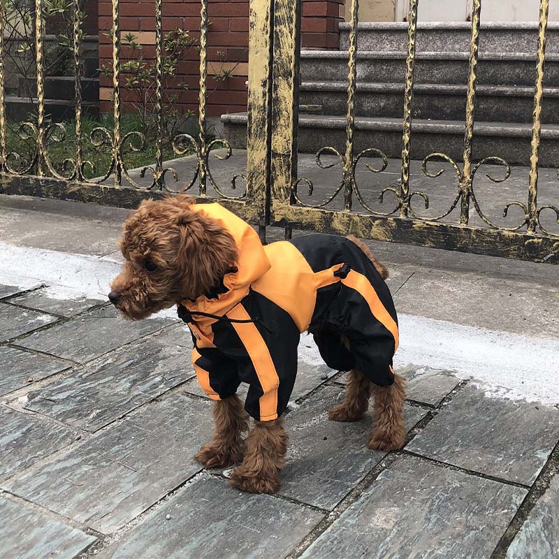 Manteau imperméable à couverture complète pour chien en tissu Oxford avec pattes et capuche