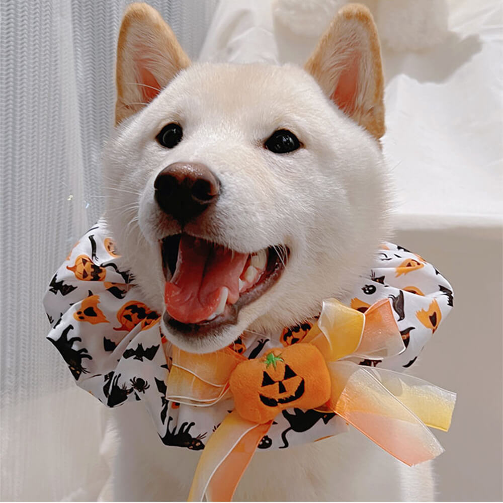 Cute Pumpkin Ruffled Halloween Dog Bandana Scarf