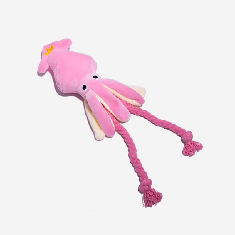 Giocattolo in peluche per cani a forma di calamaro rosa che squeak