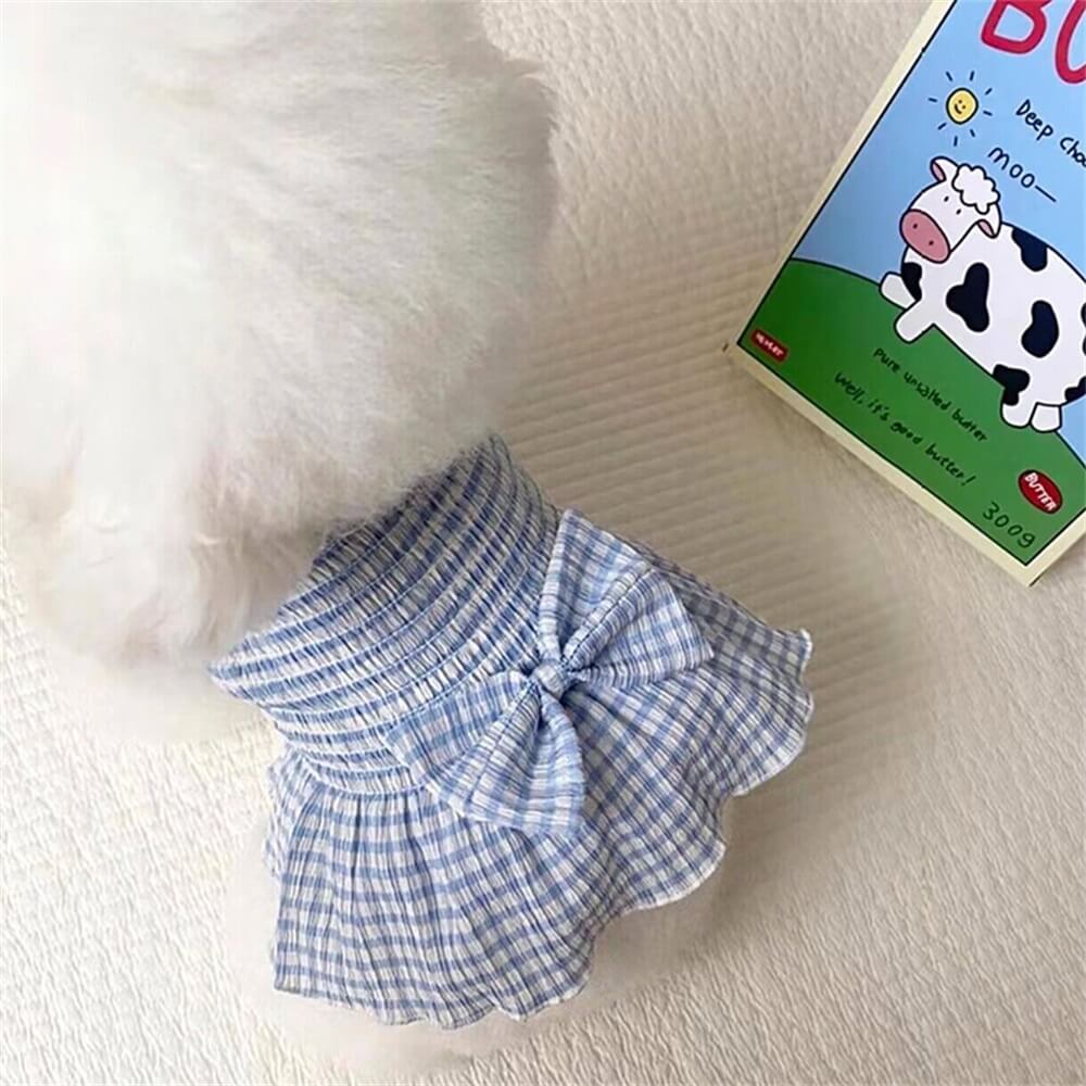 Gingham Bow Dog Dress – Lightweight and Perfect for Summer Days