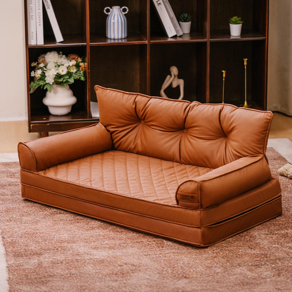Letto per cani grande ortopedico pieghevole in finta pelle di lusso - CoreLounge