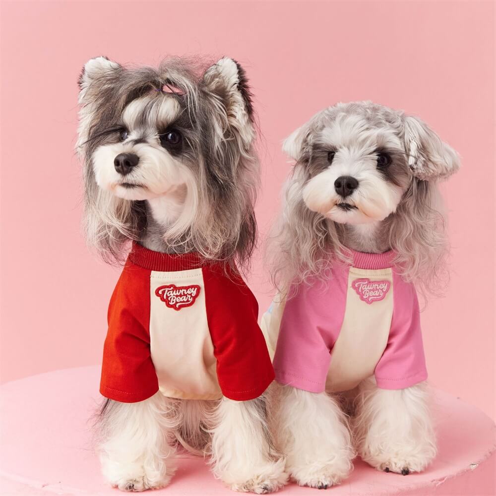 Pet dog clothes handsome and cute contrast color trend fashion contrast color T-shirt