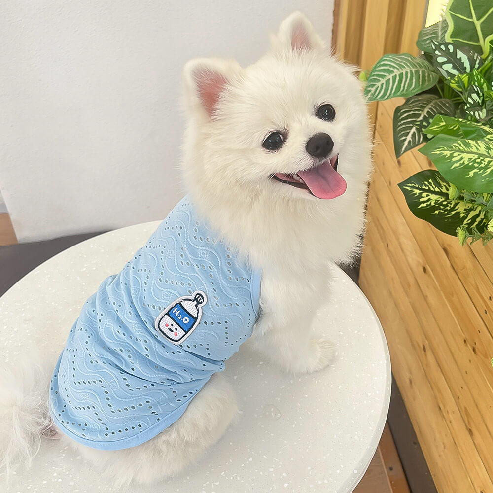 Spring and Summer Eyelet Knit Simple Sling Breathable Pet Clothes