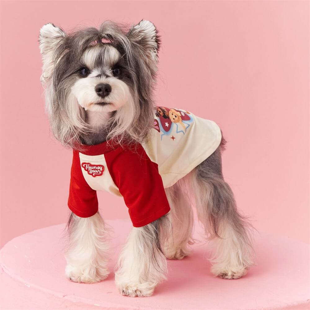 Pet dog clothes handsome and cute contrast color trend fashion contrast color T-shirt