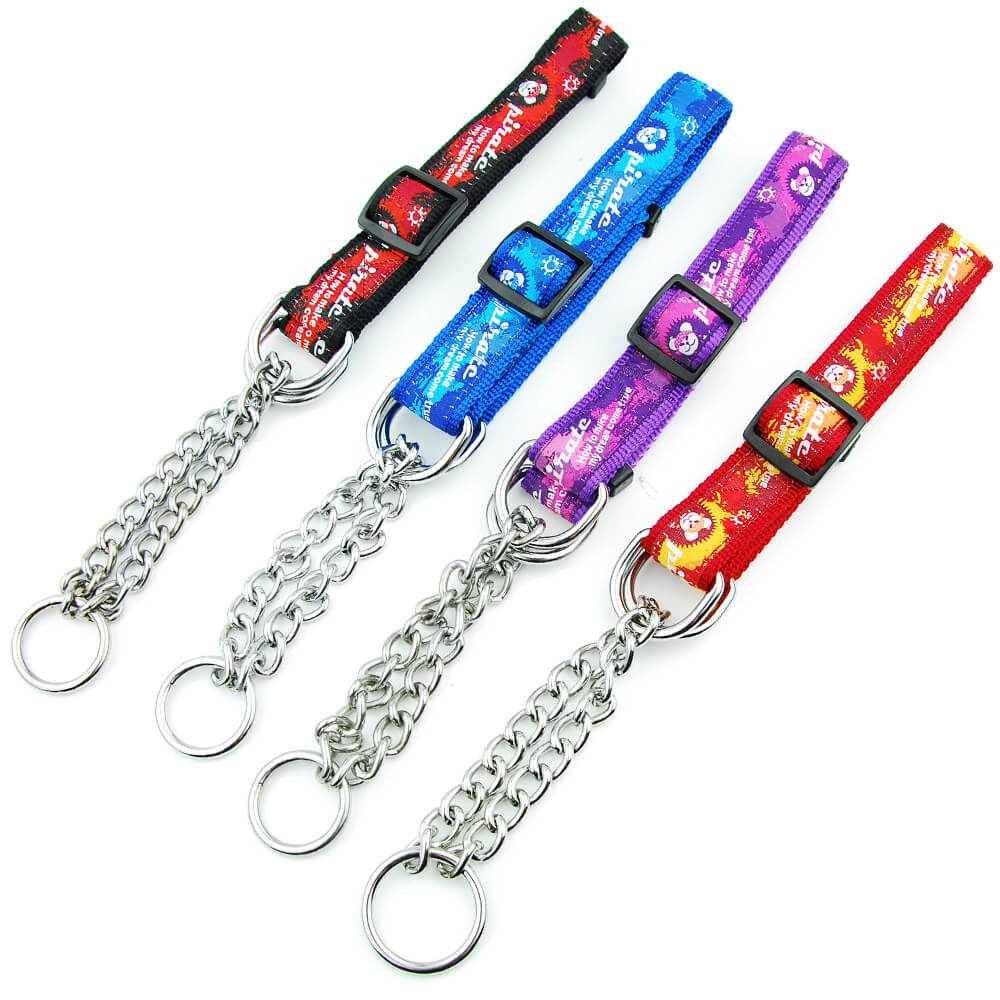 Collier pour chien à chaîne coulissante en nylon multicolore