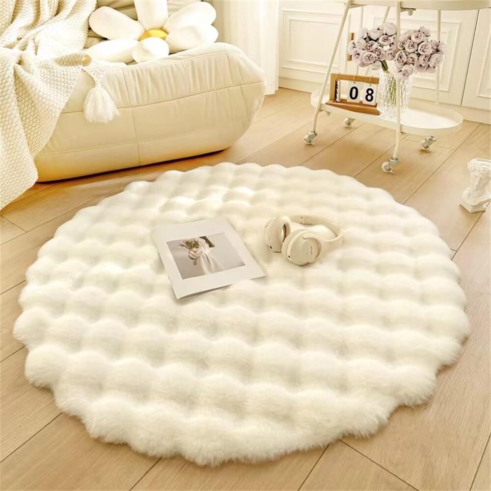 Tappeto Morbido Rovente Stile Crema Tondo Peluche