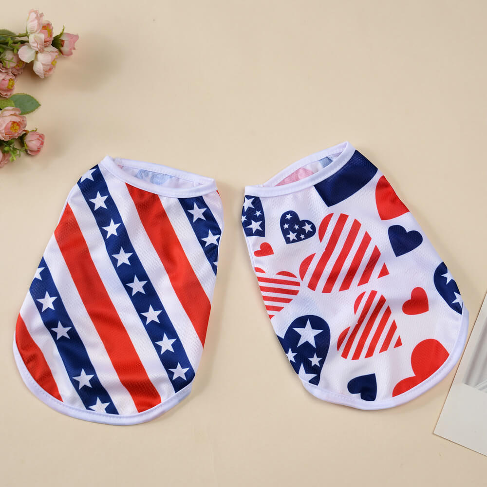 American Flag Dog Clothes Lightweight Breathable Cooling Dog T-Shirt