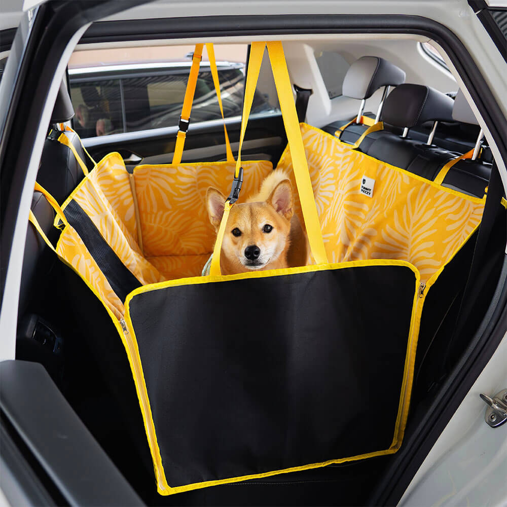 Areca Palm Print Waterproof Dog Car Back Seat Cover - Tropical Charm