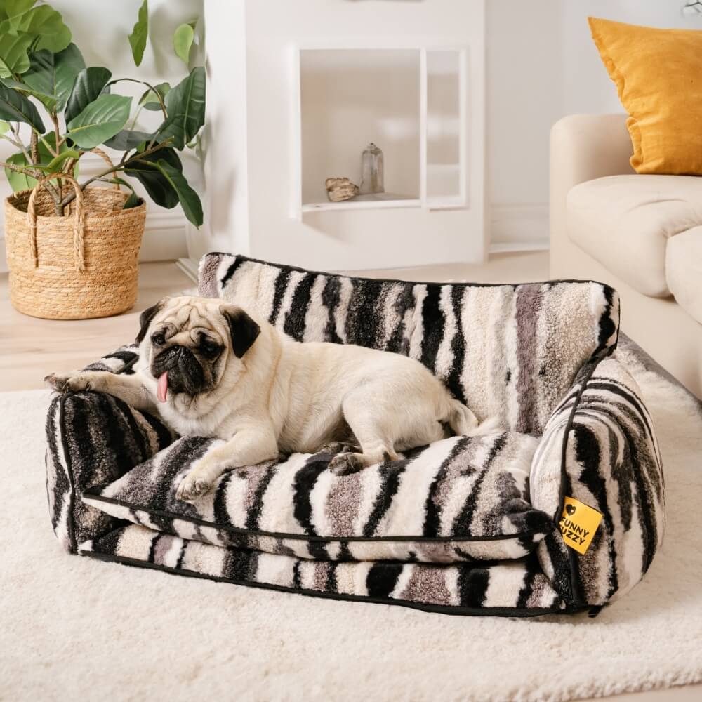 Divano per cani e gatti a doppio strato in faux lambswool a righe alla moda