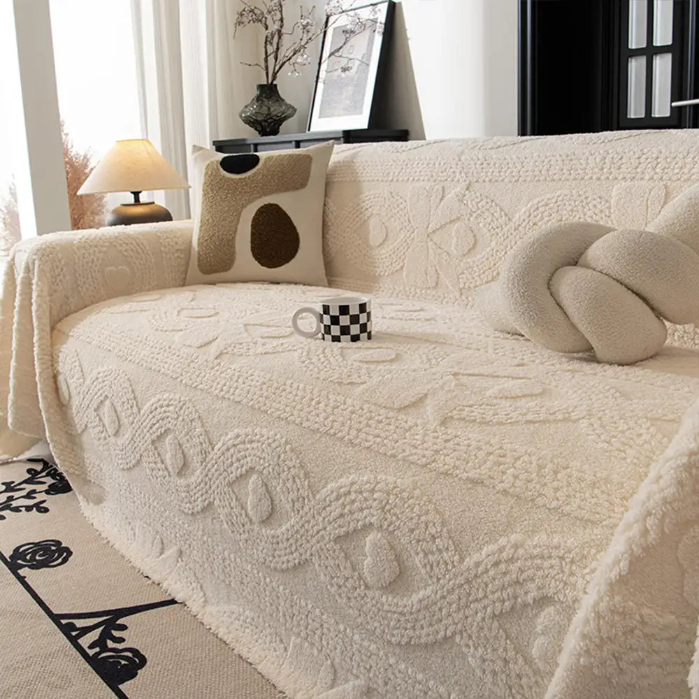 Coperta per divano multifunzionale in peluche jacquard con fiocco