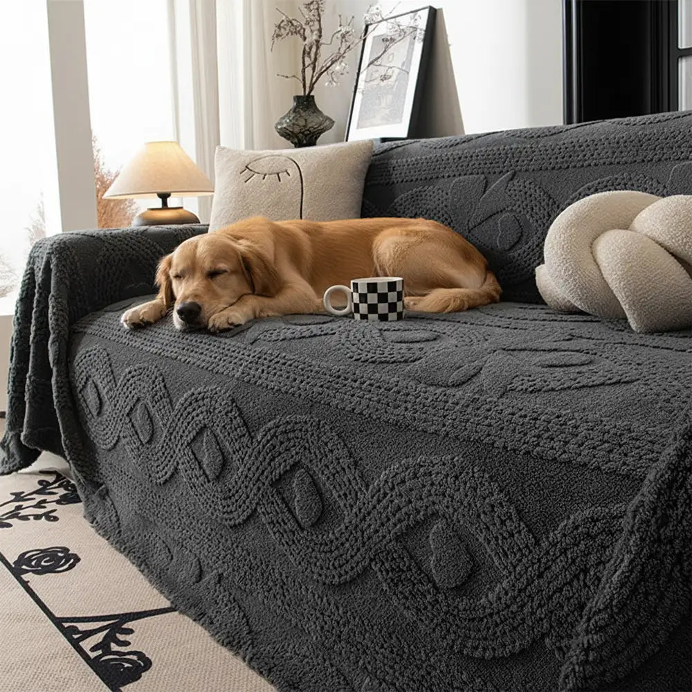 Coperta per divano multifunzionale in peluche jacquard con fiocco