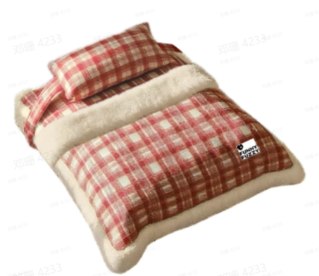 Letto ortopedico per cani staccabile in peluche a quadri vintage con cuscino - Puppy Snug