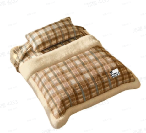 Letto ortopedico per cani staccabile in peluche a quadri vintage con cuscino - Puppy Snug