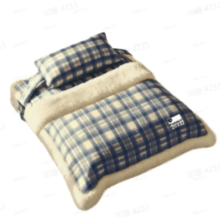 Letto ortopedico per cani staccabile in peluche a quadri vintage con cuscino - Puppy Snug