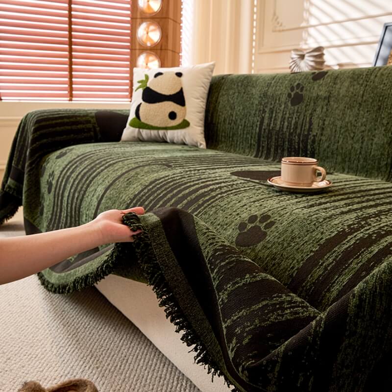 Cartoon Paw Print Chenille Anti-Scratch Throw Couch Cover