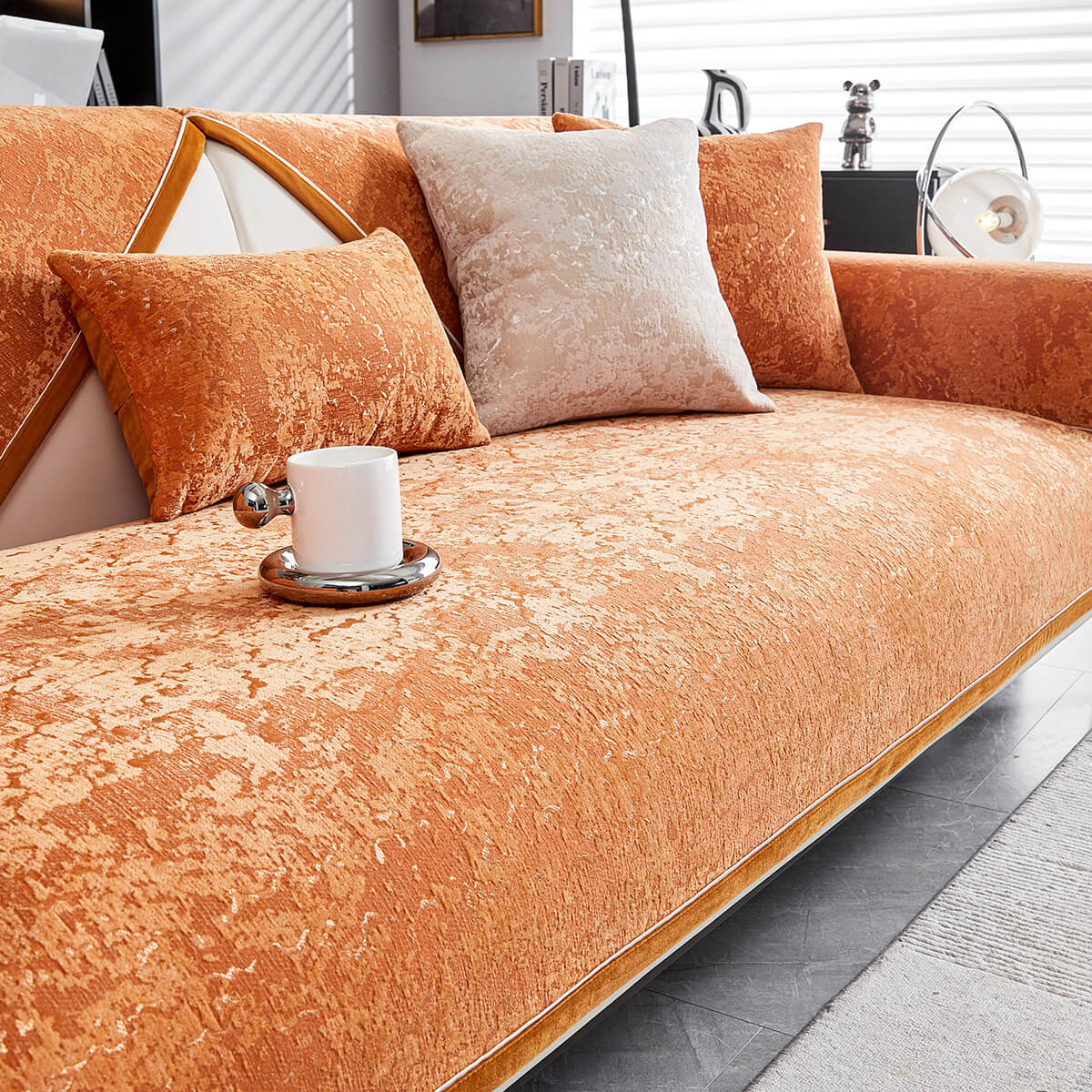 Copertura per divano in chenille resistente all'usura e anti-graffio, protezione antiscivolo.