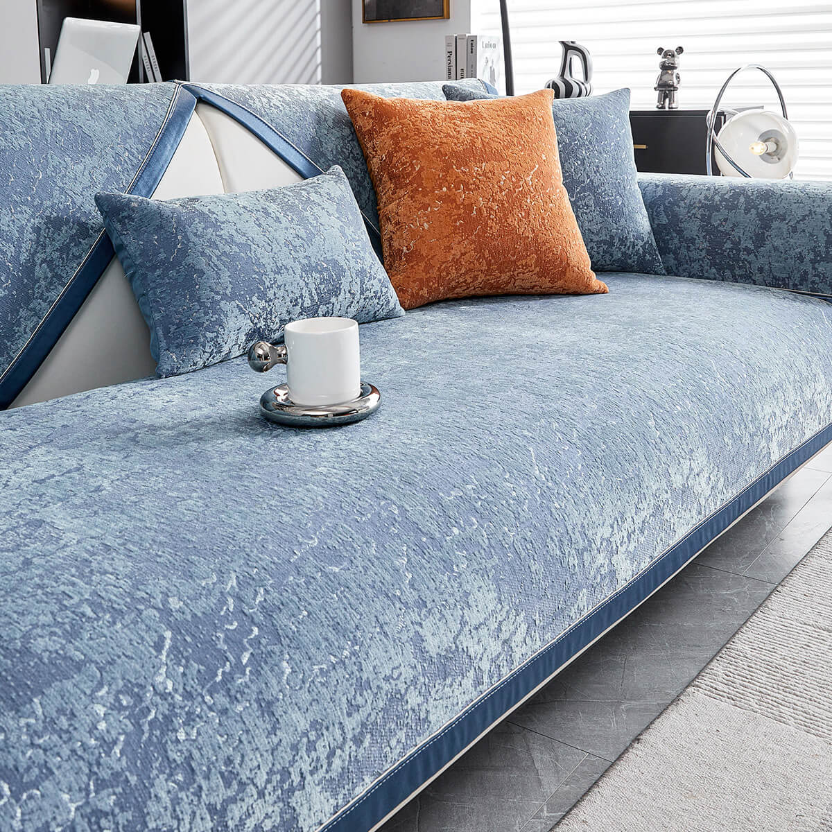 Copertura per divano in chenille resistente all'usura e anti-graffio, protezione antiscivolo.