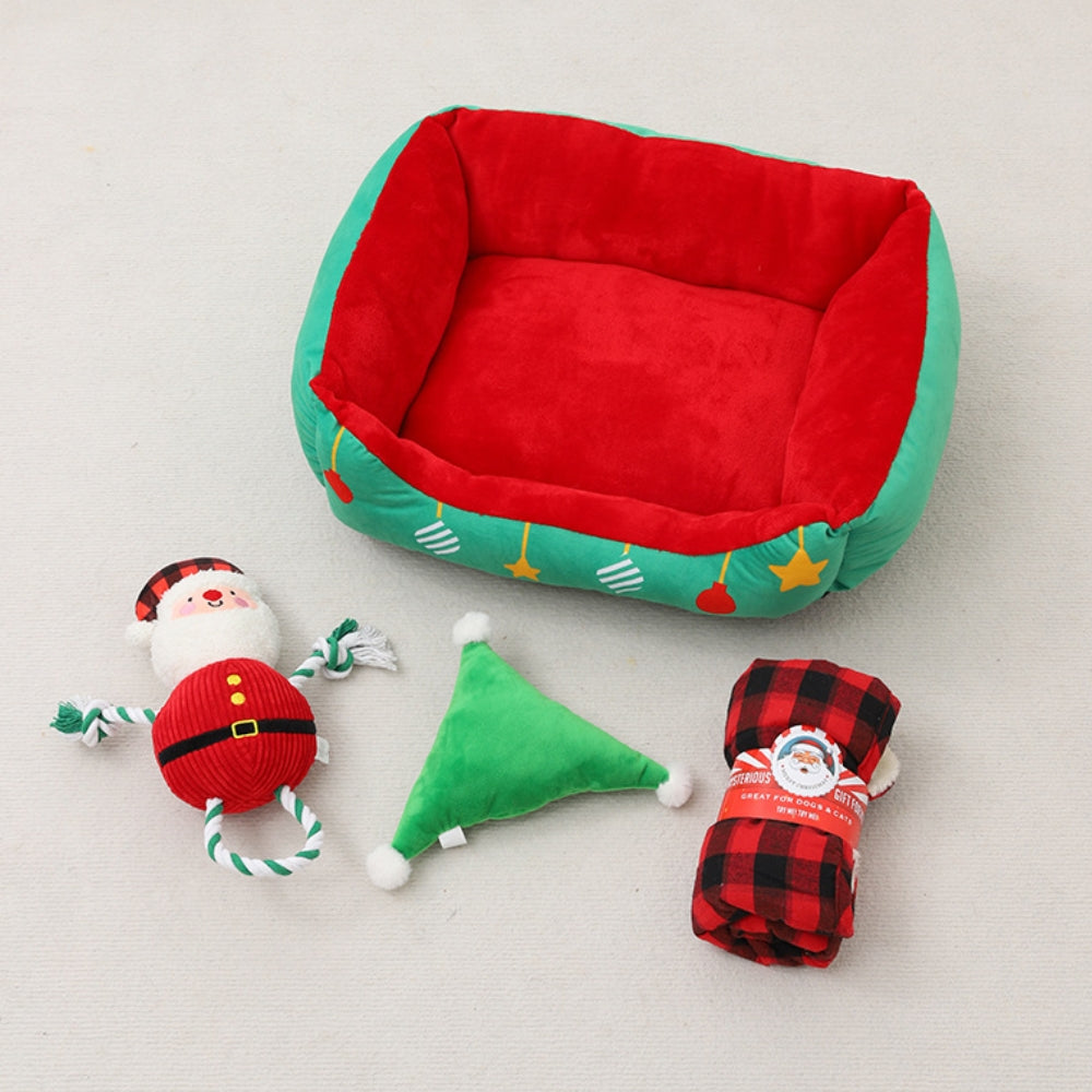 Scatola regalo di Natale Letto semi-chiuso per cani e gatti caldo e accogliente