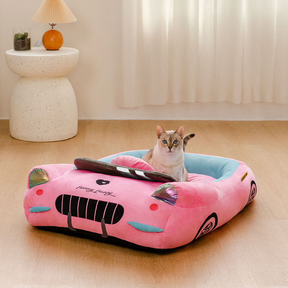 Letto per gatti imbottito a forma di auto da corsa cabriolet classica - Fast＆Fur