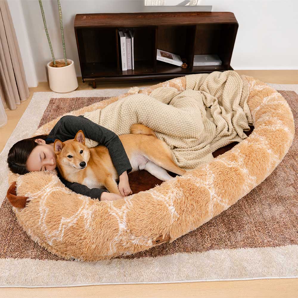 Letto ovale super grande di lusso per un sonno più profondo - letto per cani umani.