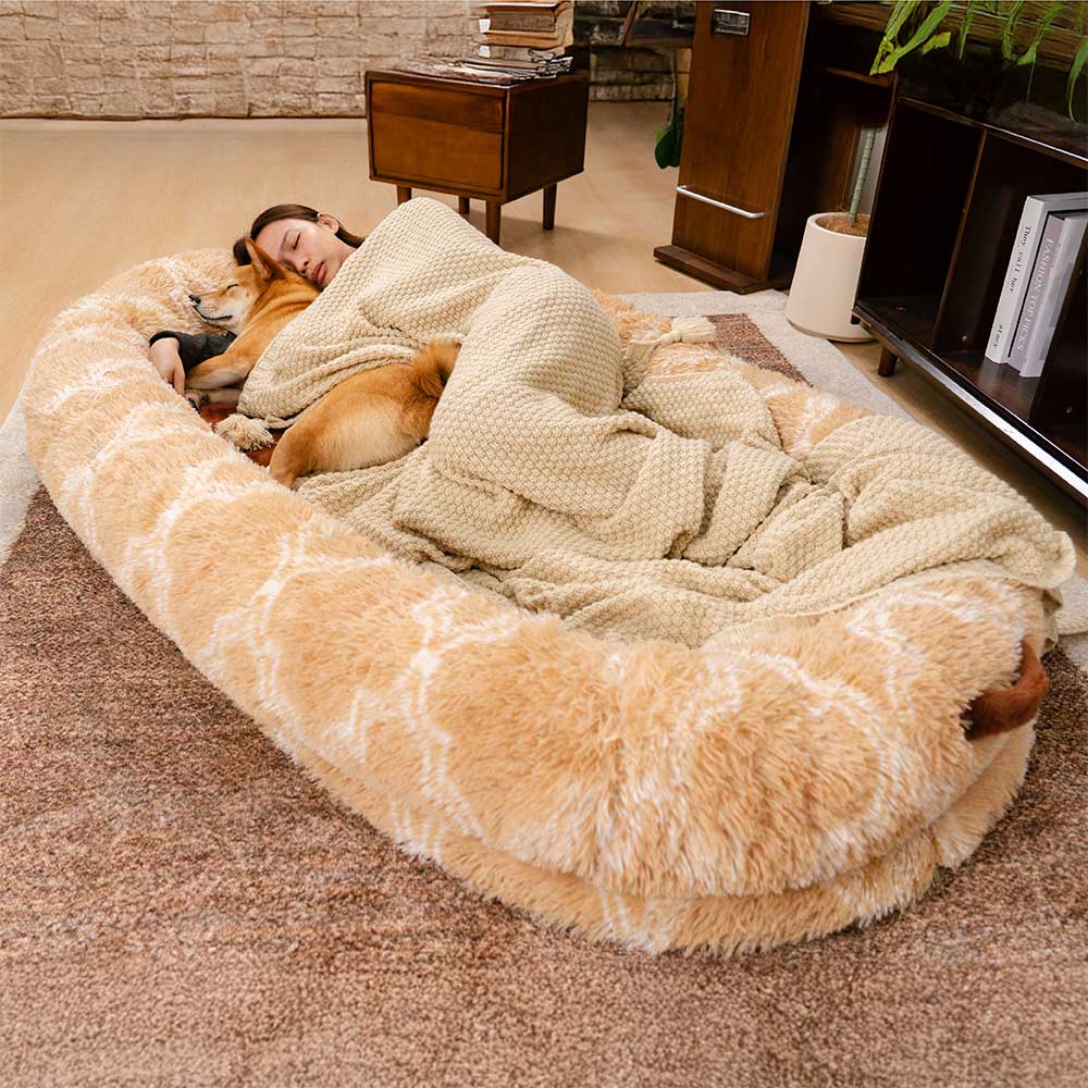 Letto per cani umano a ciambella super grande e soffice - Culla coccolosa