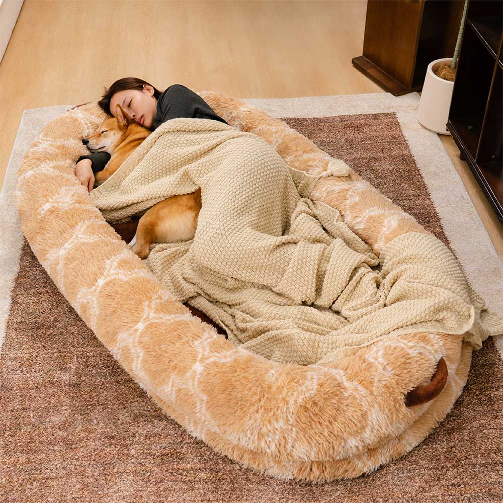 Letto per cani umano a ciambella super grande e soffice - Culla coccolosa