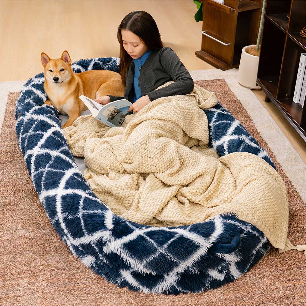 Letto ovale super grande di lusso per un sonno più profondo - letto per cani umani.