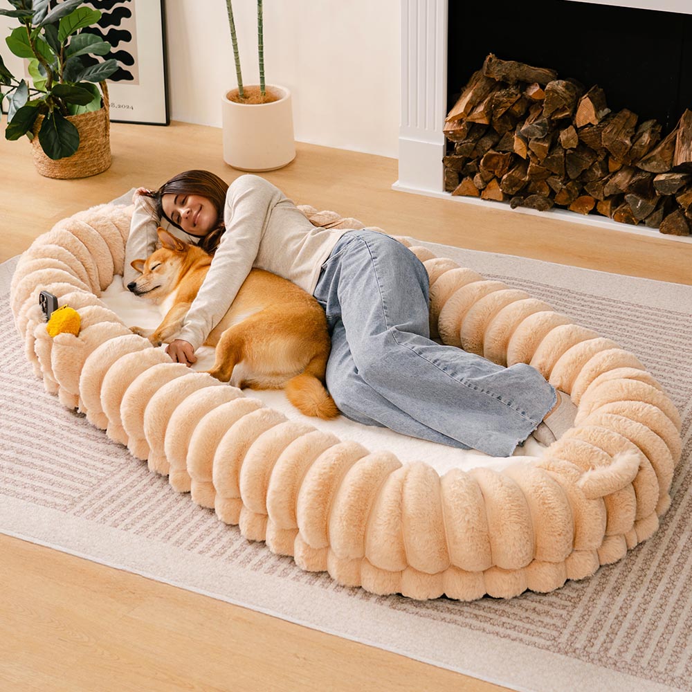 Cuscino per cani umano a ciambella super grande e morbido - Culla Coccola