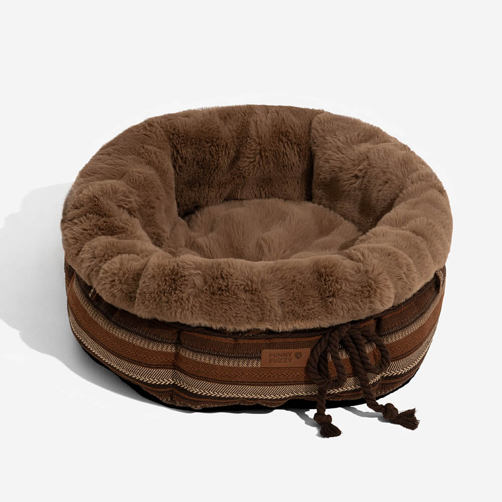 Classic Jacquard Plush Donut Dog Bed - Snuggle Den