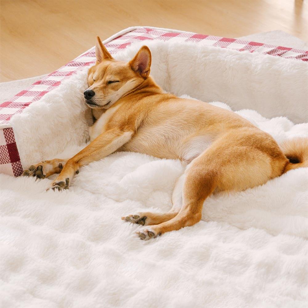 Letto per cani calmante ergonomico scozzese classico - espandibile lavabile