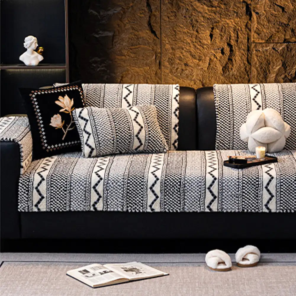 Copertura per divano classica in plaid, resistente ai graffi, comoda e antiscivolo.