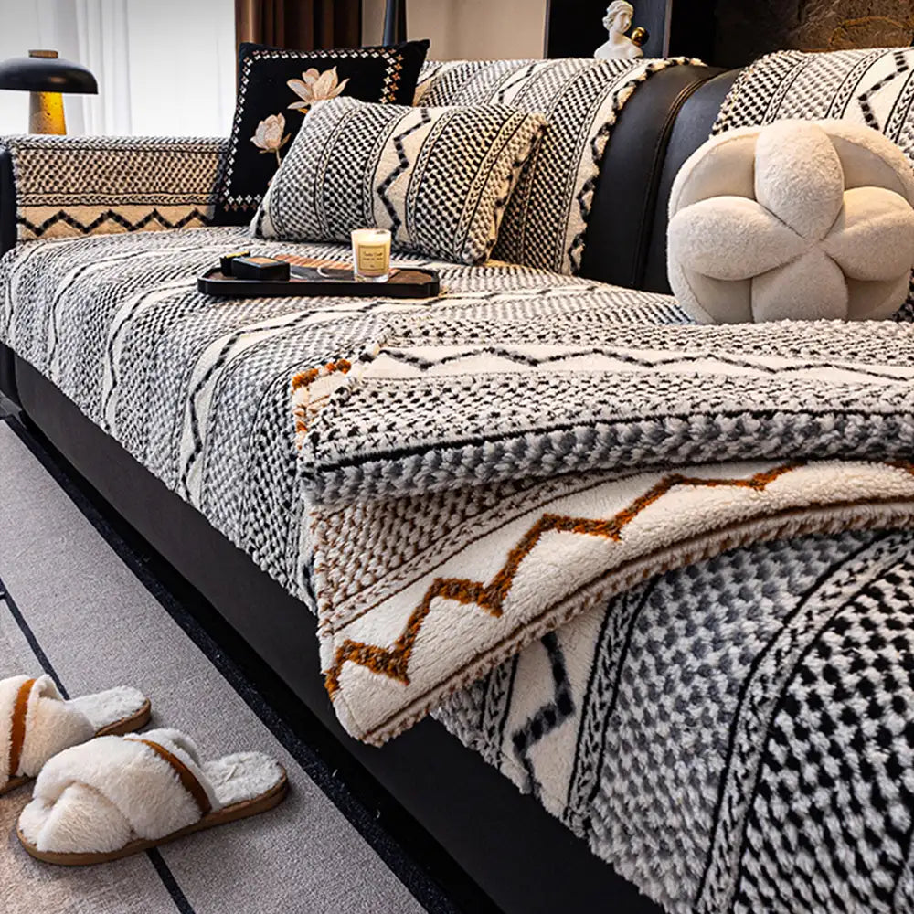 Copertura per divano classica in plaid, resistente ai graffi, comoda e antiscivolo.